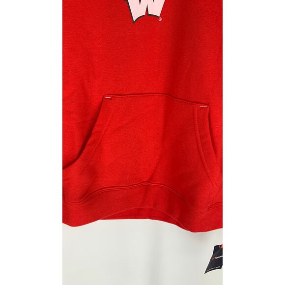 Fanatics Wisconsin Badgers Mens Gametime Pullover Hoodie Size Small Red Flawed - Picture 3 of 12